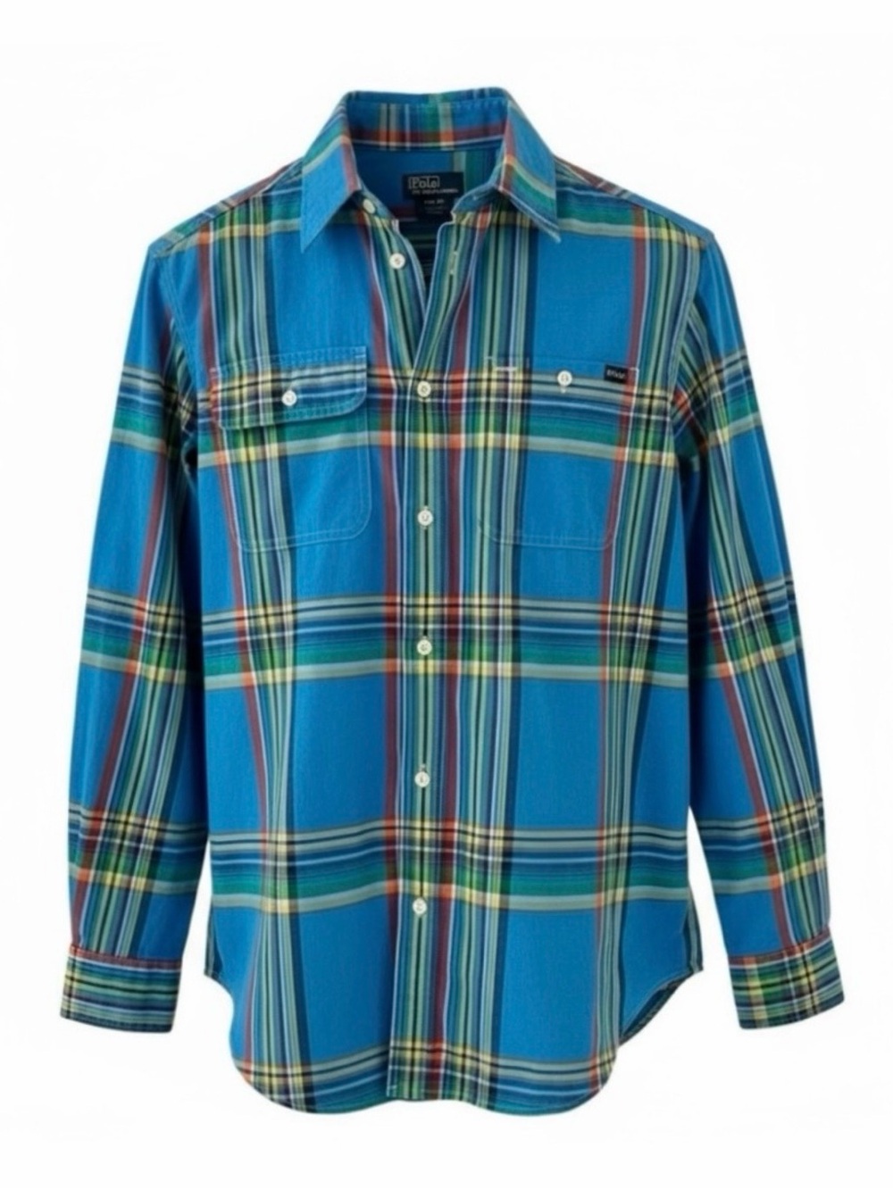 Polo Ralph Lauren Blue Plaid Button Down Long Sleeve Shirt Size Large - Picture 6 of 6